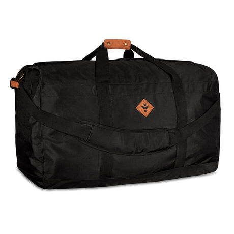 Revelry Supply - The Northerner XL Smell Proof Duffle Bag in black, front view on white background