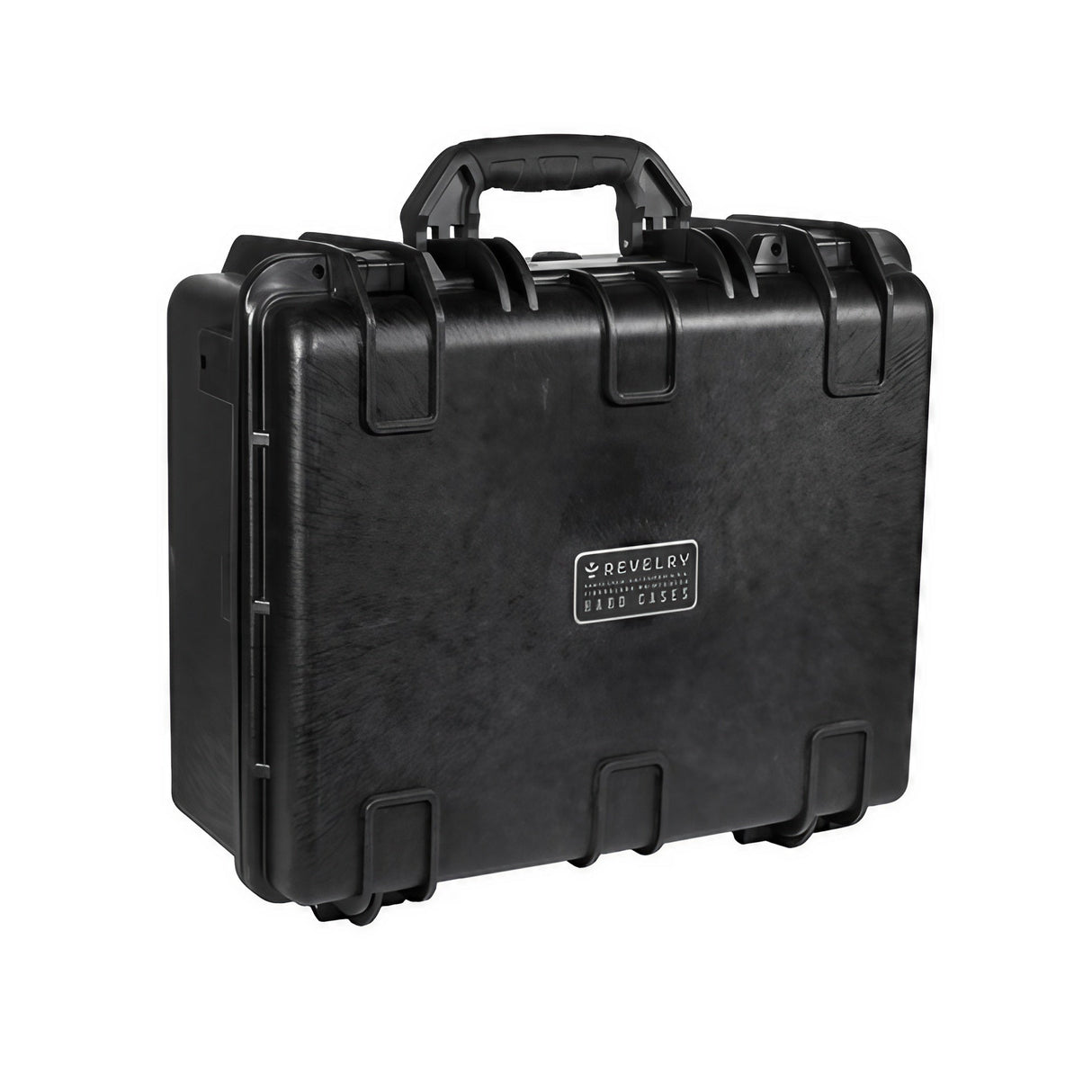 Revelry Supply The Scout Hard Case 17 front view, durable black silicone exterior with handle