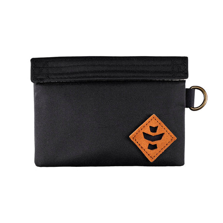 Revelry The Mini Confidant in Black - Front View Smell Proof Stash Bag with Rubber Seal Zipper