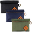Revelry The Mini Confidant Smell Proof Stash Bags in black, blue, and green, front view