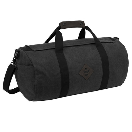 Revelry The Overnighter Smell Proof Small Duffel in Smoke, 20" x 11" Side View