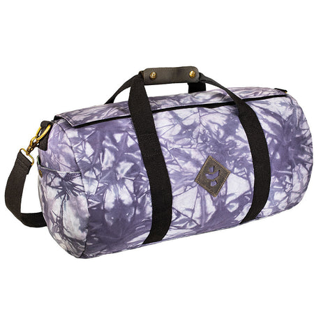 Revelry The Overnighter Smell Proof Small Duffel in Tie Dye Blue, Side View on White Background