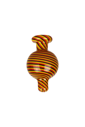 Borosilicate Glass Ball Carb Cap with Reverse Color Stripe Design, Front View