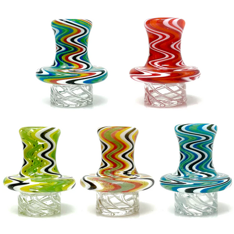 Assortment of 9" AFM Magnolia Color Lip Recycler Dab Rigs with Quartz Bangers