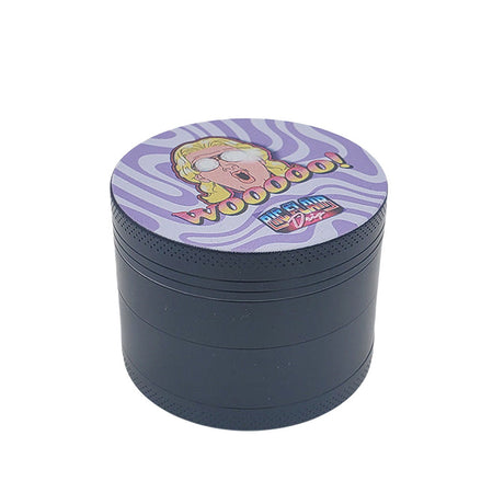 Ric Flair Drip 4pc Aluminum Grinder, 2.25" diameter, black with vibrant top design, front view