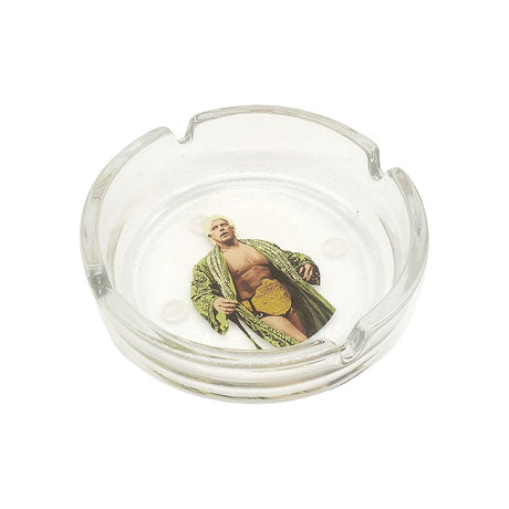 Clear Glass Ashtray with Ric Flair Drip Design, Fun Novelty Home Decor, Top View