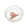 Clear glass ashtray with Ric Flair Drip design, top view, fun novelty home decor