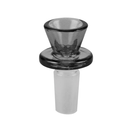 Clear borosilicate glass herb slide with ring grip, 14mm joint size, heavy wall thickness, front view