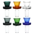 Ringed 14mm male herb slide 6 pack with a funnel style bowl and ring grip in a mixed set of colors