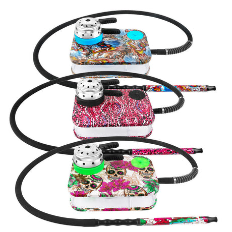 Assorted RIP Boxx Acrylic Tabletop Hookahs with LED, 1-Hose design, compact and portable