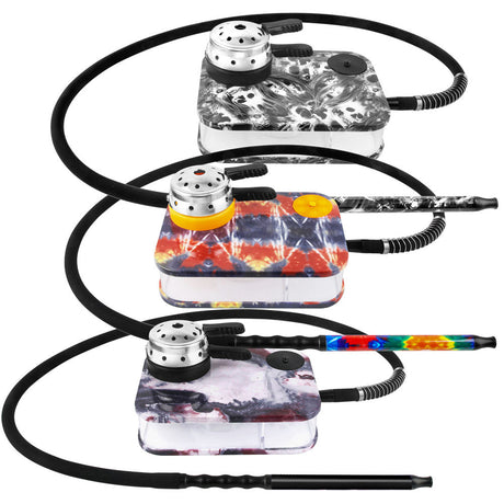 RIP Boxx Acrylic Tabletop Hookahs with LED in assorted colors, compact design, battery-powered