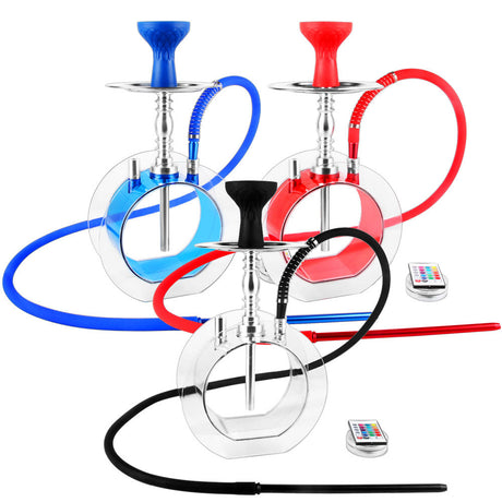 RIP Omega Acrylic Hookahs in assorted colors with LED lights and single hoses