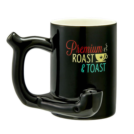 Fashion Craft Black Rasta Roast & Toast Ceramic Mug Pipe with Side Handle - Front View