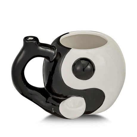 Fashion Craft Roast & Toast Ceramic Mug - Yin Yang Design with Pipe Handle - Side View