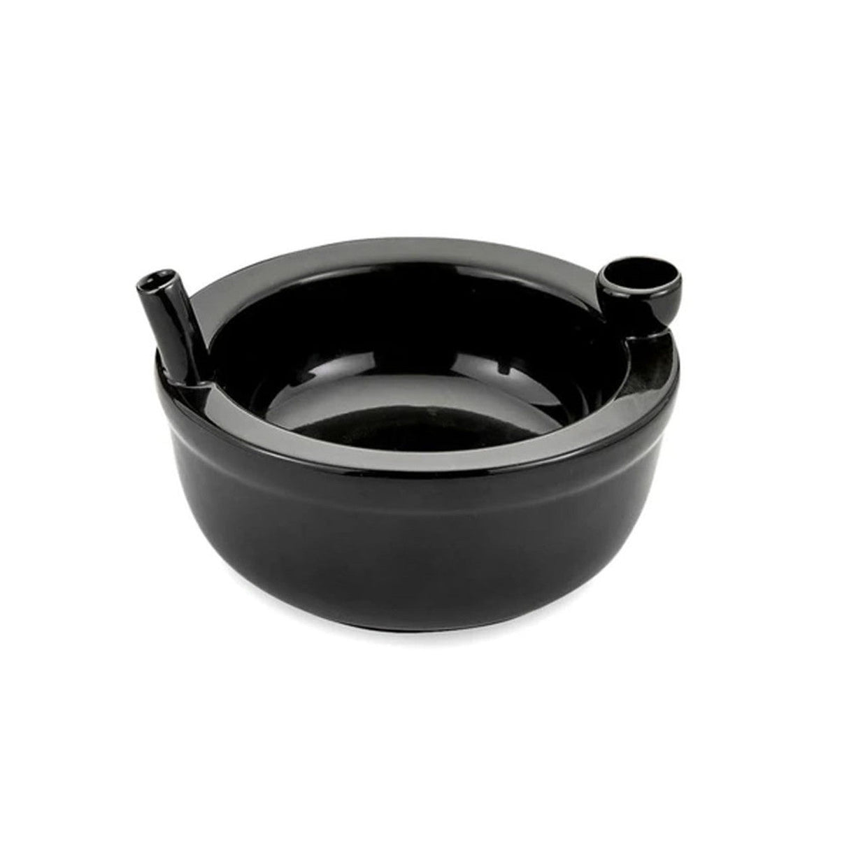 Roast & Toast Cereal Bowl Pipe in Black, Ceramic Novelty Gift for Dry Herbs, Front View
