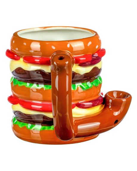 Roast & Toast Ceramic Cheeseburger Mug Pipe for Dry Herbs - Novelty Gift - Front View