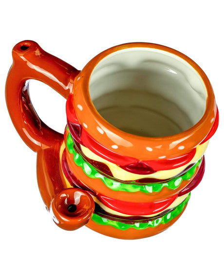 Roast & Toast Ceramic Cheeseburger Mug Pipe for Dry Herbs, Novelty Gift - Front View