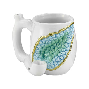 Roast & Toast Geode Ceramic Mug Pipe in Blue/Green/White, 11oz - Front View