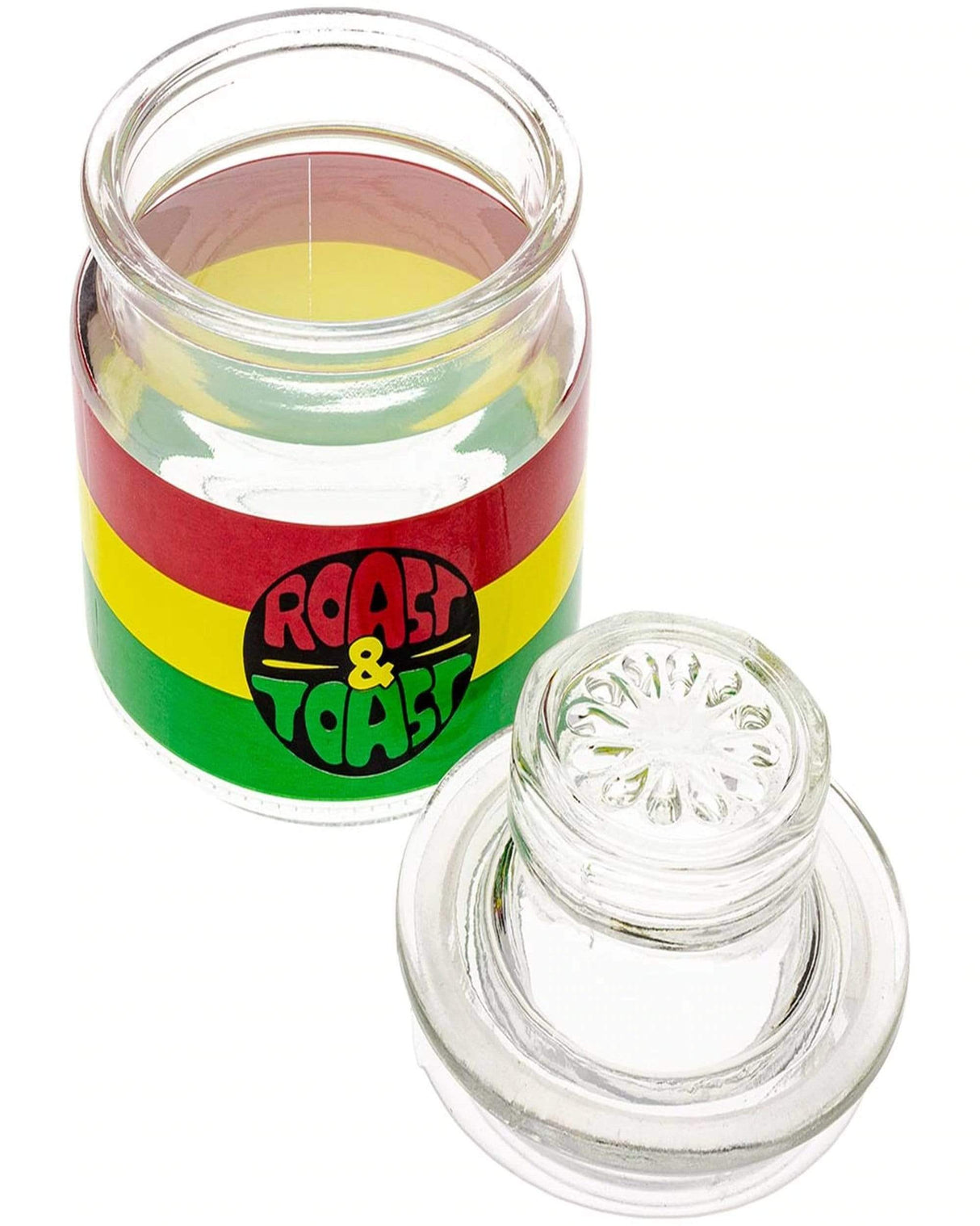 Premium Roast & Toast Glass Stash Jar &Lid