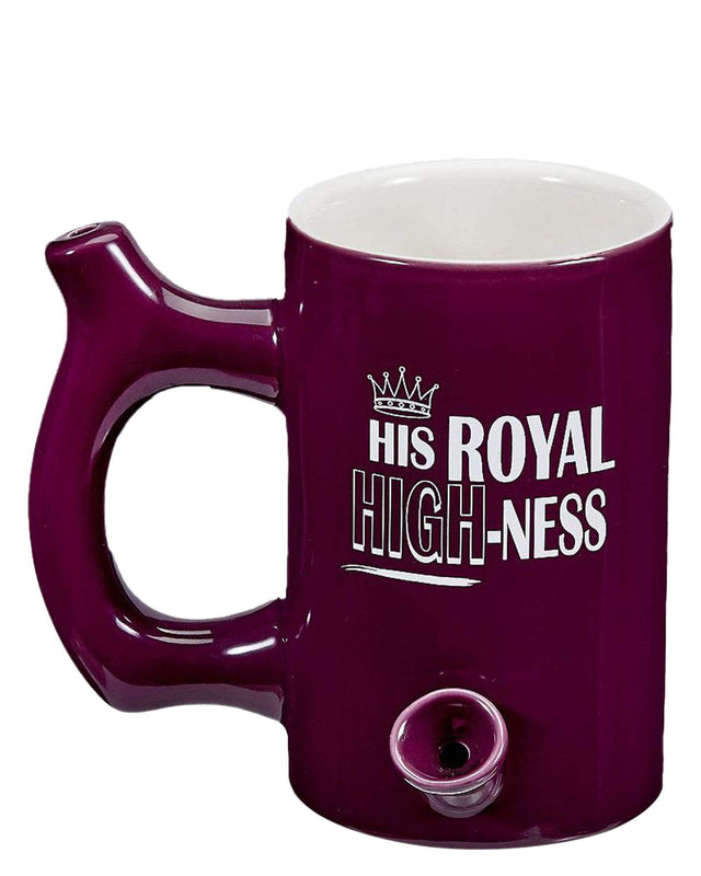 Roast & Toast His Royal Highness Pipe Mug in Purple - Front View for Dry Herbs