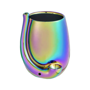 Roast & Toast Iridescent Ceramic Wine Glass Pipe for Dry Herbs, 12oz, Front View