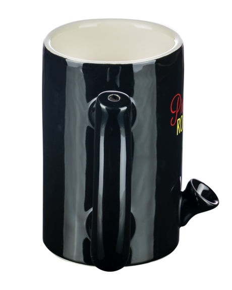 Roast & Toast Black Ceramic Pipe Mug - Side View with Handle and Bowl for Dry Herbs