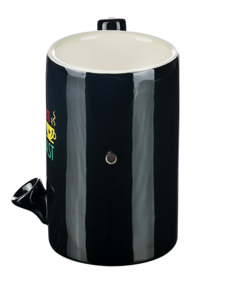 Roast & Toast Large Black Ceramic Pipe Mug - Side View for Dry Herbs