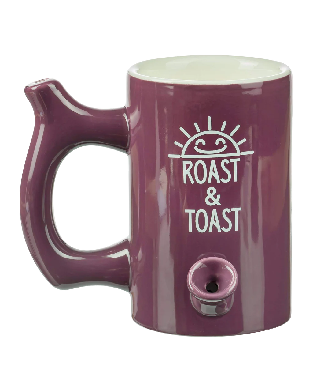 Roast & Toast Ceramic Pipe Mug in Purple - Front View - Ideal for Dry Herbs