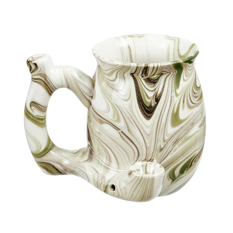 Roast & Toast Marbled Ceramic Pipe Mug in Green, Front View, Ideal for Dry Herbs