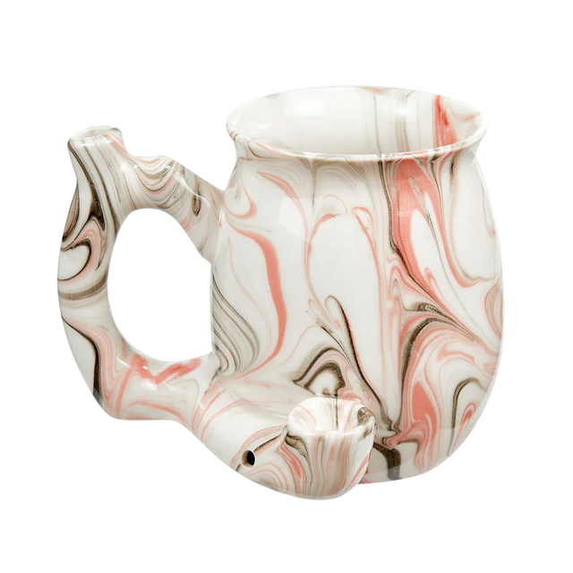 Roast & Toast Marbled Ceramic Pipe Mug in Pink - Front View - Ideal for Dry Herbs