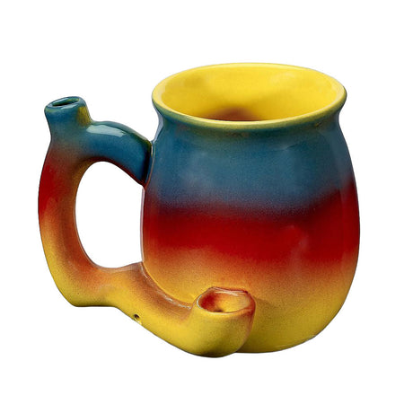 Roast & Toast Ceramic Pipe Mug in Sunrise Colors, 12oz - Front View on White Background