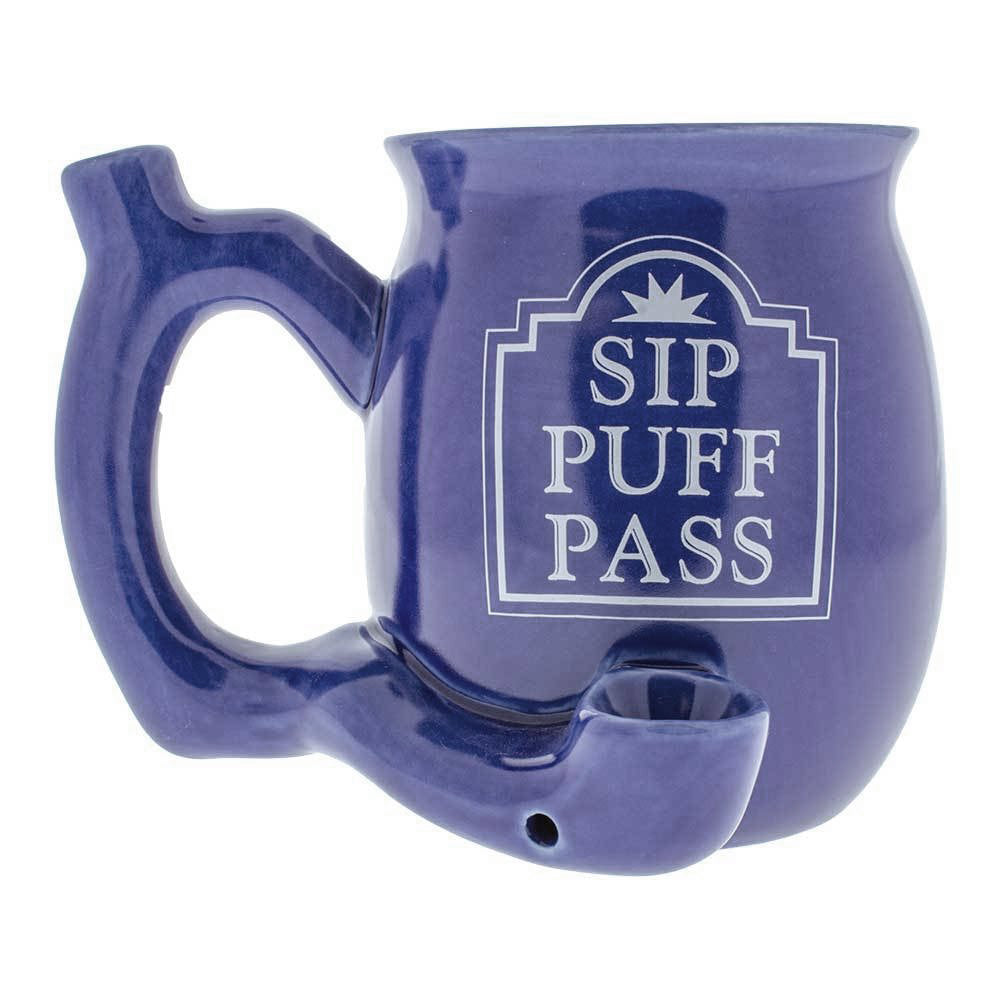 Sip Puff Pass Ceramic Mug Pipe in blue color