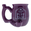 Roast & Toast Ceramic Mug Pipe in Purple - Front View with Sip Puff Pass Design
