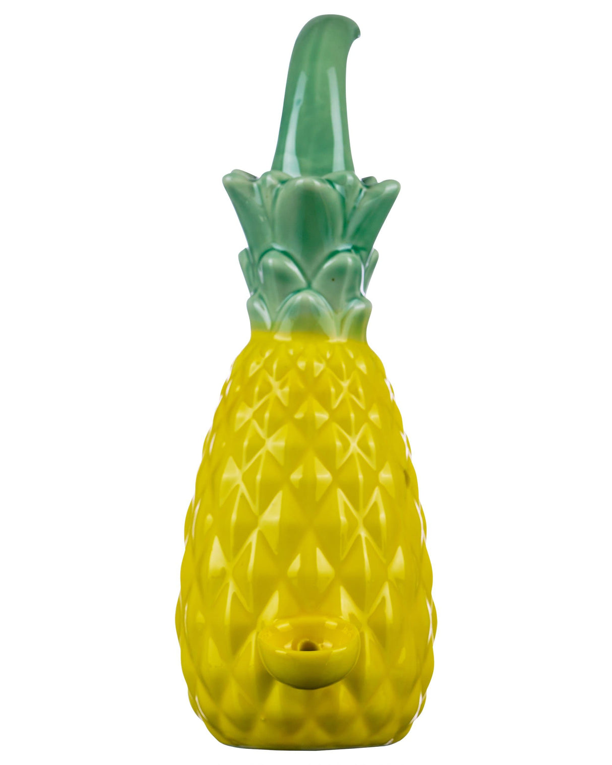 Roast & Toast Ceramic Pineapple Pipe, Yellow & Green, Fun Novelty Design, Front View