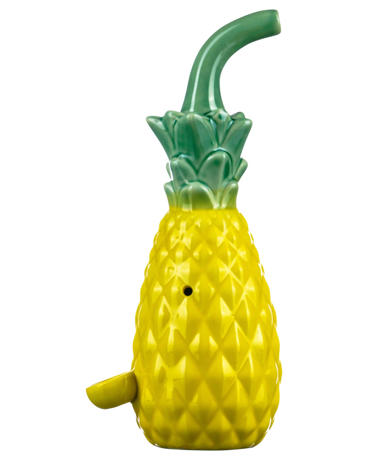 Roast & Toast Ceramic Pineapple Dry Pipe, Green & Yellow, Front View