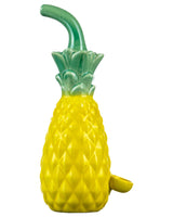 Roast & Toast Ceramic Pineapple Dry Pipe, Green & Yellow, Novelty Spoon Design, Front View