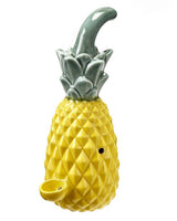 Roast & Toast Ceramic Pineapple Dry Pipe, Yellow & Green, Novelty Spoon Design, Front View