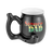 Roast & Toast "Stoner Dad" black ceramic mug pipe with Rasta colors, front view