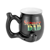 Roast & Toast "Stoner Dad" black ceramic mug pipe with Rasta colors, front view