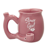 Roast & Toast Stoner Girl red ceramic mug pipe with front view on white background