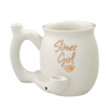 Roast & Toast Stoner Girl Ceramic Mug Pipe in White with Fun Novelty Design, 11 oz, for Dry Herbs