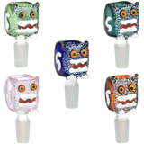 Robot Head Glass Herb Slide | 14mm M | Assorted Colors | 5ct Bundle