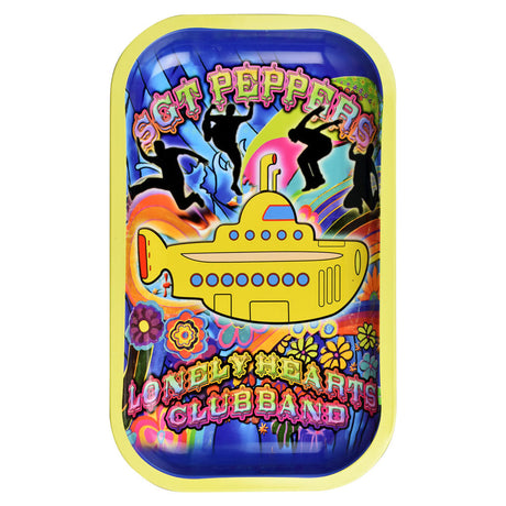 Famous Brandz Fab4 Yellow Submarine medium metal rolling tray with vibrant psychedelic design