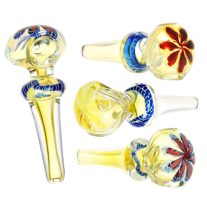 Rolled Thin Neck Flower Design Hand Pipe