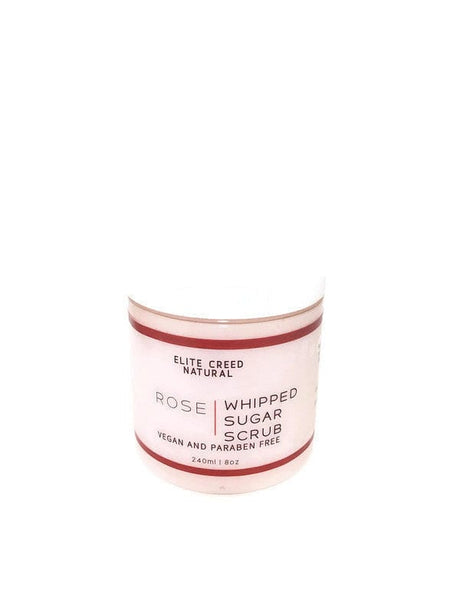 Elite Creed Natural Rose Whipped Sugar Scrub, CBD infused, front view on white background