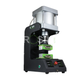 Rosin Tech Squash™ black aluminum desktop rosin press for dry herbs, front view on white background