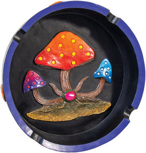 Colorful Round Mushroom Ashtray, Polyresin, 5.75" Diameter, Ideal for Bongs, Top View