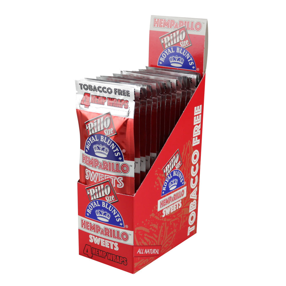 Royal Blunts Hemparillo Hemp Wrap 15-pack, red, flavored, compact size, front view on white background