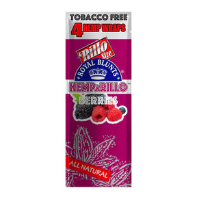 Royal Blunts Hemparillo Hemp Wrap, Berries Flavor, 4-Pack Front View, Portable Hemp Blunt Wraps