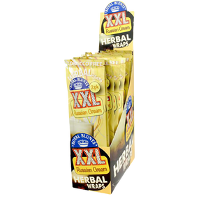 Royal Blunts XXL Herbal Wraps in Russian Cream flavor, 25-pack, tobacco-free, front view